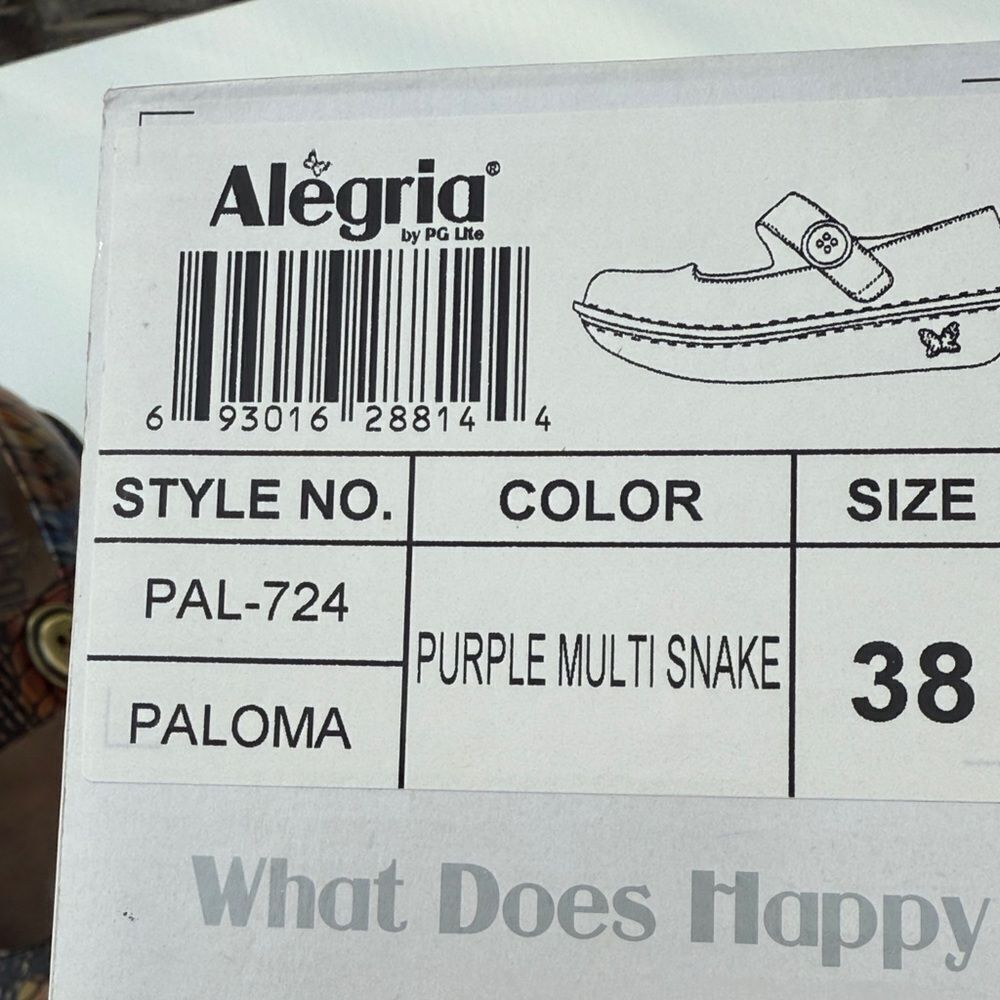 Alegria Paloma Mary Jane Purple Multi Snake Shoes size 38 - Picture 8 of 8
